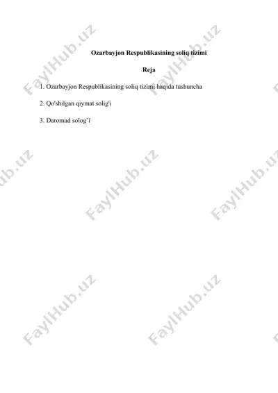 ozarbayjon respublikasining soliq tizimi — DOCX