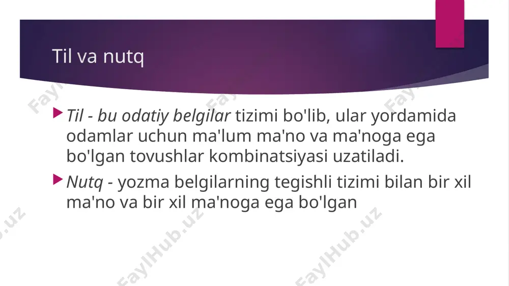 ya sub'ektga ma'lum xususiyatlarni bildiruvchi bayonot yoki taxmin; masalan, "stepan - tiniq quyosh" - bu aniq quyosh bilan bog'liq bo'lgan o'ziga xos xususiyatga ega bo'lgan stepan shaxsining predikatsiyasi . predikatsiya har doim bog'lash yoki tasdiqlash g'oyasini o'z ichiga oladi. evristika va predikativlik nutq ishlab chiqarishning evristik jarayonlari va ularning umumiy psixologik, differentsial psixologik va ijtimoiy-psixologik omillar bilan shartliligi vygotskiy grammatik va real (psixologik) predikativlikni "ajragan". evristik nutq nutq harakatlarining oldindan aytib bo'lmaydiganligi - nutqning evristik xususiyati . aloqa vaziyatlari doimiy ravishda o'zgarib turadi, ularning imkoniyatlari juda ko'p. ma'ruzachi aynan shunday doimiy o'zgaruvchan sharoitlarda harakat qilishga tayyor bo'lishi kerak, ya'ni. evristik faoliyatga. nutqni rivojlantirish til va nutq ham tafakkur kabi mehnat jarayonida va ta’sirida vujudga keladi va rivojlanadi. ular faqat odamlarning mulki: hayvonlarda na til, na nutq mavjud. ivanov, zufarova umumiy psixologiya 2008-2010. g‘oziyev 2012 sotsial psixologiya karimova foydalanilgan adabiyotlar: image1.jpeg /docprops/thumbnail.jpeg