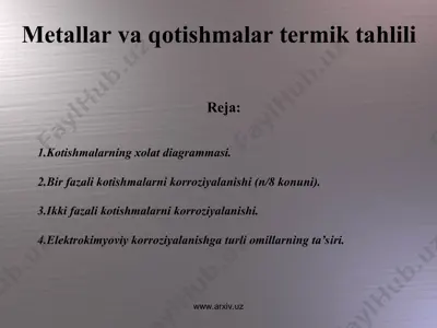 metallar va qotishmalar termik tahlili — PPT