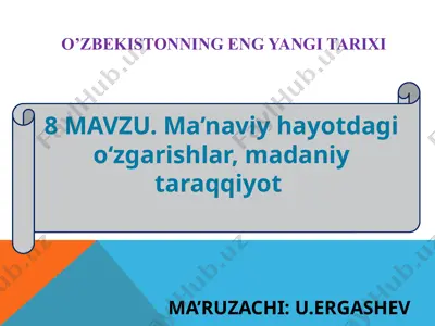 o’zbekistonning eng yangi tarixi — PPTX