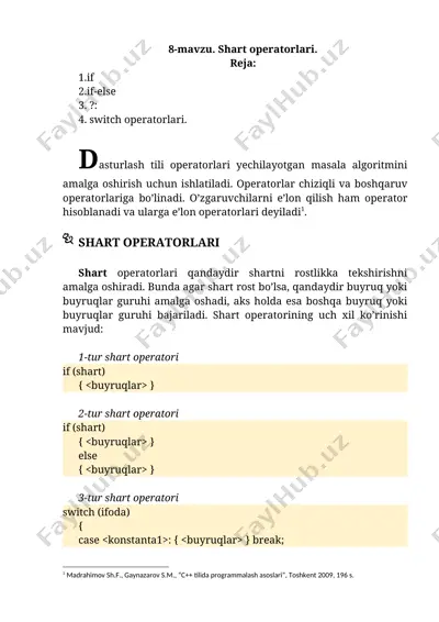 shart operatorlari — DOC