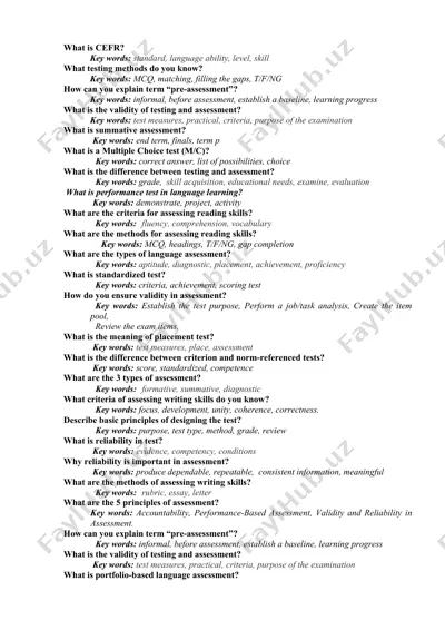 testing and assessment in language learning — DOCX