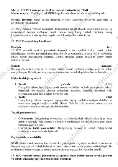 2p135f2 rusumli vertical parmalash dastgohi — DOCX