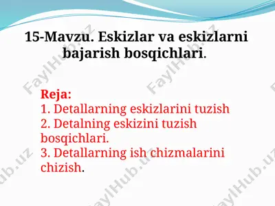 eskizlar va eskizlarni bajarish bosqichlari — PPTX