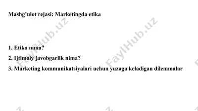 marketingda etika va ijtimoiy javobgarlik — PPTX