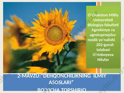 dеhqonchilikning ilmiy asoslari — PPT