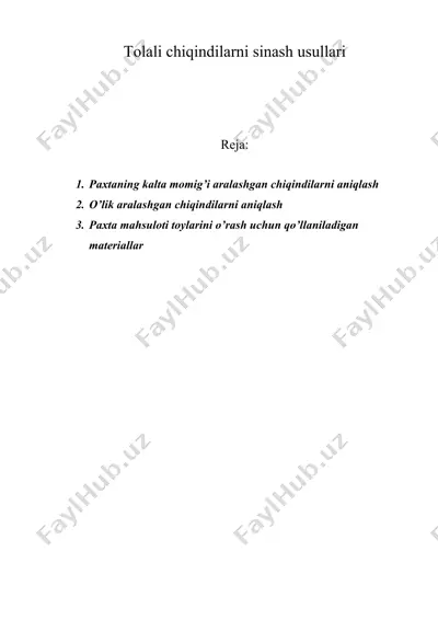 tolali chiqindilarni sinash usullari — DOC