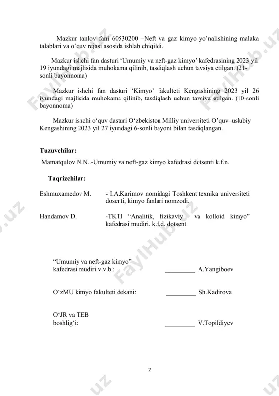 malarni sintezlashni, neftdagi uglevodorod temperaturasi ta’sirini kimyoviy o‘zgartirishni o‘rgatishdan iborat. tabiiy fanlarni o‘qitish vazifalari – “quyi olefin olefinlarni ishlab chiqarish va ishlatilishi” ilmiy dunyoqarashni shakllantirish, shuningdek, nazariy bilimlar, amaliy ko‘nikmalar, jarayonlar va jarayonlarga metodologik yondashuv vazifalarini bajaradi. ii. asosiy nazariy qisim. (ma’ruza mashg’ulotlari) ii.i. fan tarkibiga quyidagi mavzular kiradi: 1-mavzu. respublika neft-gaz qayta ishlash sanoati mahsulotlari. olefinlar ishlab chiqarish korxonalari. mamlakatimiz gaz qayta ishlash sanoati korxonalari va mahsulotlari bilan tanishish, shuningdek, olefinlar uglevodorod ishlab chiqarish zavodlaridan foydalanish shartlari va olingan mahsulotlarning kimyo ta’riflari va uni olish usullari to‘g‘risida ma’lumot. 2-mavzu. neft kimyosi sintezi uchun xom-ashyo sifatida qoʼllaniladigan olefinlar. gazsimon yoki past haroratda qaynovchi olefinlar. past olefinlar. olefinlarning parafinlardan farq qiladigan xususiyatlari. yuqori olefinlar. toʼgʼri zanjirli olefinlar. tarmoqlangan tuzilishli olefinlar. 3-mavzu. neftni qayta ishlashda hosil bo’ladigan olefin uglevodorodlar. olefin birikmalar - yonaki mahsulot bo’lgan jarayonlar. ularni maksimal ishlab chiqarishga yunaltirilgan maxsus jarayonlar. olefinlarni ajratib olish. proliz usulida propilenni ajratib olish. с4- …