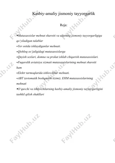 kasbiy-amaliy jismoniy tayyorgarlik — DOCX