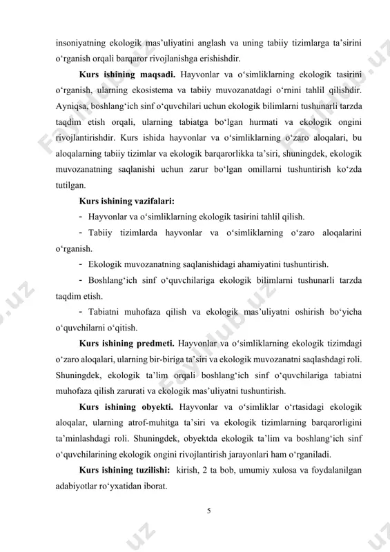 da juda muhim rol o‘ynaydi. bu jarayon, ekologik tizimlarning samarali ishlashini ta’minlashda va o‘simliklarning yangi hududlarga yoyilishida asosiy omil hisoblanadi. o‘simliklar o‘z urug‘larini tarqatishda turli usullardan foydalanadi: shamol, suv va hayvonlar orqali. hayvonlar, o‘z navbatida, bu jarayonda eng asosiy vosita sifatida ishtirok etadi. hayvonlar o‘simliklarning mevalarini iste’mol qilganda, meva ichidagi urug‘lar hayvonlarning qorinlarida saqlanadi. bu urug‘lar keyinchalik boshqa hududlarga hayvonlar tomonidan olib boriladi va ularning yangi joylarda o‘sishiga imkon yaratadi. bu jarayon o‘simliklarning turli hududlarda kengayishiga, biologik xilma-xilligini saqlashga va yangi o‘simlik turlarining ko‘payishiga yordam beradi. hayvonlar urug‘larni tarqatishda o‘simliklarning genetik xilma-xilligini saqlashga yordam beradi. urug‘larning yangi joylarga tarqalishi o‘simliklarning yangi genetik materiallarga ega bo‘lishiga imkon yaratadi, bu esa ularning qarshilik ko‘rsatish va o‘zgaruvchan atrof-muhit sharoitlariga moslashish imkoniyatlarini oshiradi. bu jarayon ekologik muvozanatni ta’minlashda katta ahamiyatga ega, chunki o‘simliklar va hayvonlar bir-biriga bog‘liq holda yashaydi. hayvonlar orqali urug‘larning tarqalishi ekologik tizimning barqarorligini saqlashda muhim omil bo‘lib, o‘simliklarning yangi hududlarga yoyilishiga …