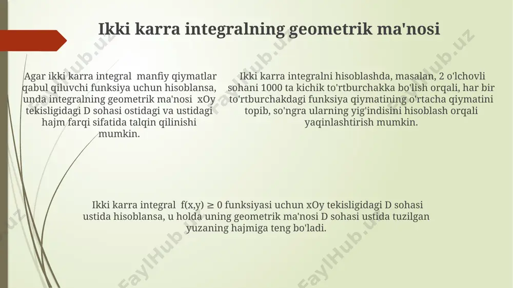 ikki o'lchovli integralni hisoblash geometrik va mexanik manosi - Page 5