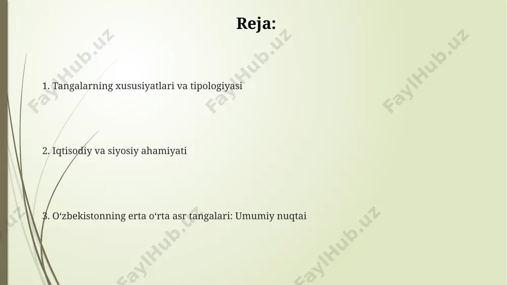 ари аниқланган, бу эса уларнинг сифатига таъсир кўрсатган. viii-ix асрларга оид тошкент яқинида топилган тангаларнинг аксарияти кумушдан зарб этилган бўлиб, уларнинг вазни 2-3 граммни ташкил этади ва юқори даражадаги тозаликка эга. markaziy osiyodagi erta oʻrta asr davlatlari 8-asrning ikkinchi yarmidan boshlab, markaziy osiyoda bir qator mustaqil amirliklar paydo boʻlib, oʻzlarining noyob dizayndagi kumush tangalarini – taxminan 2 gramm ogʻirlikdagi tangalarni – zarb qila boshladilar. markaziy osiyodagi erta oʻrta asr davlatlari, masalan, xorazm, 7-9-asrlarda oʻzining keng hududlarini nazorat qilib, kumush tangalar, jumladan, dirham va falslarni keng miqyosda zarb qilgan. buxoro, samarqand va termiz kabi yirik shaharlar 8-10 asrlarda mintaqaviy savdo markazlari boʻlib, turli davlatlarning, shu jumladan xalifa abbosiylar xalifaligining tangalari muomalada boʻlgan. erta oʻrta asr tangalarining ikonografiyasi oʻrta osiyo hududlarida topilgan 12-asrga oid baʼzi tangalarda, hukmdorlarning portretlari bilan bir qatorda, hayvonlar, jumladan sher va burgut tasvirlari mavjud. 10-11-asrlarga oid xorazm shaharlarida zarb qilingan tangalarda, sultonga tegishli boʻlgan taxt va taqvo ramzlari, …