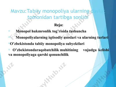 tabiiy monopoliya haqida — PPT
