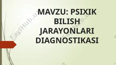psixik bilish jarayonlari diagnostikasi — PPTX