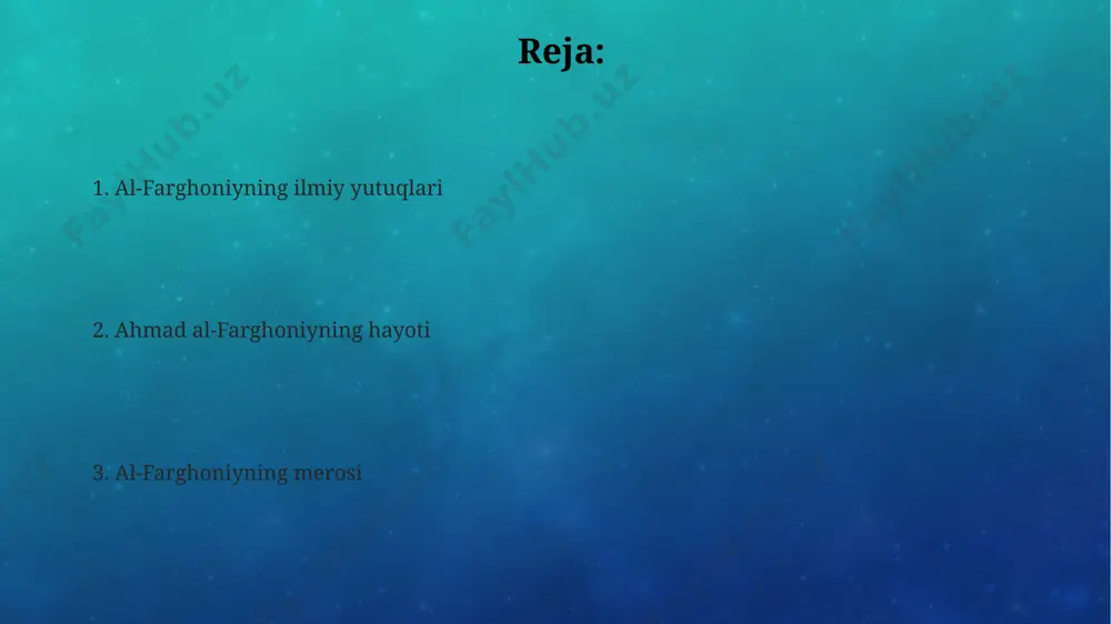 ni ko‘rsatadi. kitobdagi geotsentrik modelning ta’rifi va quyosh, oy va yulduzlarning harakatlarini hisoblash usullari keyinchalik yevropa astronomiyasiga 12-13 asrlarda sezilarli ta’sir ko‘rsatgan. zamonaviy fan uchun ahamiyati ал-фарғонийнинг астрономияга оид 70 дан ортиқ ҳисоб-китоблари ва кузатувлари замонавий астрофизика ва космологиядаги моделларни тузишда ҳанузгача муҳим манба бўлиб хизмат қилади. унинг геометрия ва тригонометрияга оид ишлари, хусусан, ернинг радиусини ҳисоблашдаги усуллари, геодезия ва картографиядаги замонавий ёндашувларга асос бўлган. ал-фарғонийнинг бағдоддаги кузатувлари асосида яратилган астрономик жадваллар, 10-15 асрлардаги европа ва ислом оламидаги астрономлар учун муҳим маълумот манбаи бўлган. al-farghoniyning merosining yevropaga tarqalishi al-farghoniyning "kitob al-hay'a" asari 12-asrda lotin tiliga tarjima qilingan va evropa olimlari, jumladan, regiomontanus kabi shaxslar tomonidan 15-asrda keng qo'llanilgan. uning astronomik jadvallari va hisob-kitoblari, ayniqsa, yerning diametri va quyosh masofasi bo'yicha taxminlari 13-16 asrlarda evropa astronomiyasida muhim rol o'ynagan. al-farghoniyning geografiya va astronomiyaga oid g'oyalari 11-12 asrlarda toledo va sevil kabi ispaniya shaharlaridagi tarjima markazlari orqali evropaga yoyilgan. al-farghoniyning matematik hisoblashlari …