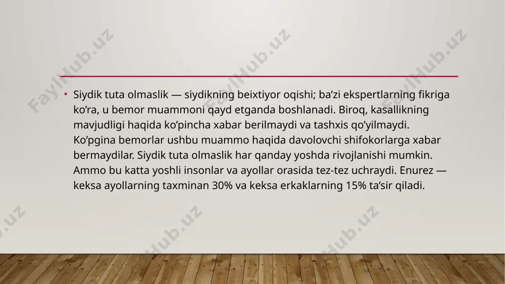 amk va zardob kreatinin darajasini aniqlash kerak. boshqa tekshiruvlar zardob glyukoza va kalsiyni o’z ichiga olishi mumkin. siyish kundaligi poliuriyani ko’rsatsa va neyropatiyaning klinik belgilari mavjud bo’lsa, elektrolitlar b12 vitamini o’lchanishi kerak . foydalangan adabiyot: avetsinna.uz image2.png image3.png image4.png image5.png image6.png image7.jpeg image1.jpg