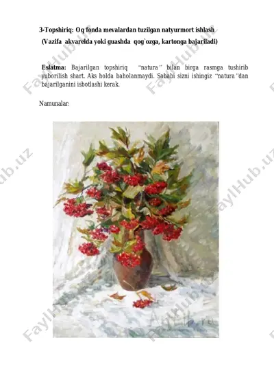 mevalardan tuzilgan natyurmort ishlash — PDF