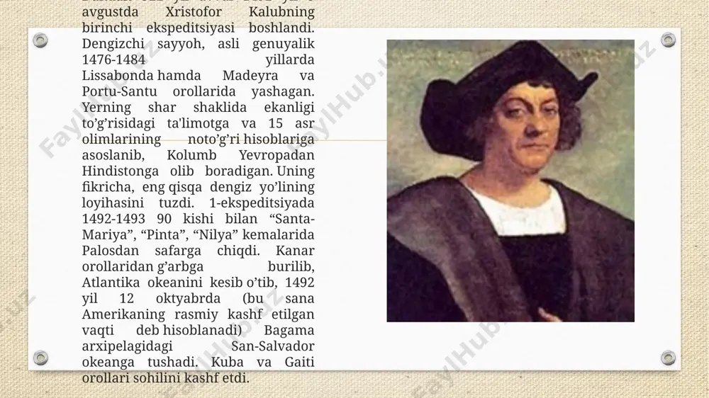93 m dir. turistlar haykalning ichidan mashʼalgacha 168 zinapoyadan iborat boʻlgan zinadan chiqishlari mumkin. haykalning mashʼal ushlab turgan oʻng qoʻlining uzunligi 23 metrdir. mashʼalning atrofidagi boʻshliqda tahminan 15 kishi bemalol yon-mayon yursa boʻladi. haykalning boshining kengligi 2 metr, boshidagi tojining uzunligi esa 5 metrdan iborat. amerikaning birinchi prizidenti george washington (talaffuzi: jorj vashington; 22-fevral, 1732[1] - 14-dekabr, 1799) amerika qoʻshma shtatlarining birinchi prezidenti, amerika mustaqilligi urushida qitʼa armiyasi bosh qoʻmondoni boʻlgan. amerikadagi mustaqillik uchun urush paytida (1775-83) kolonistlar armiyasining bosh qoʻmondoni (bu armiya ingliz mustamlakachiligiga barham berib, uning jangovar harakatlari ak.iii mustaqilligining eʼlon kilinishiga olib keldi). aqsh konstitutsiyasini ishlab chiqish boʻyicha konvent raisi (1787). v. yevropa davlatlari oʻrtasidagi raqobatchilik munosabatlarida aqshning betarafligini saqlashga harakat qilgan. nomzodini 3-marta prezidentlikka qoʻyishdan bosh tortgan. aqshda fuqarolar urushi aqshda fuqarolar urushi (1861-1865), xix asr oʻrtalarida burjuaziya hukmron boʻlgan amerikaning shimolidagi shtatlar bilan quldorlik hukmron boʻlgan janubdagi shtatlar oʻrtasidagi kurash. janubiy shtatlardagi quldorlik aqshda sanoatning …