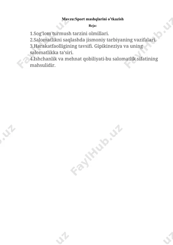 ar,faol dam olish; d)bolalar turizmi, jismoniy tarbiya bayramlari, bog‘chadagi saloamtlik kunlari, ta’tillar; e)bolalarning erkin, mustaqil harakat faoliyati; j)jismoniy tarbiya mashg‘ulotlaridan uyga vazifa. bularning barchasi maktabgacha ta’lim tashkilotlarida jismoniy tarbiya va bolani har tomonlama rivojlantirishga qaratilgan bo‘lib, umumiy vazifalariga javob beradi. har biri jismoniy faoliyatlar turlari o‘zaro aloqadordirlar, shu bilan birga har biri o‘zining muayan maxsus vazifasiga egadir. bularning barchasi birgalikda maktabgacha tarbiya tashkilotlari kun tartibi bo‘yicha olib boriladi. ilk yoshdagi, ya’ni, uch yoshdagi bolalar guruhida asosiy shakli jismoniy mashqlar bilan individual, yakka tartibda shug‘ullanish hisoblanadi. bularga - gimnastika, massaj, harakatli o‘yinlar kiritishimiz mumkin. ertalabki gimnastika va jismoniy tarbiya mashg‘ulotlari kichik guruh tarbiyalanuvchilarining barchasida birdik o‘tkaziladi. biroq kichik guruh bolalarining har birining yosh va psixofiziologiyasi xususiyatlarga mos bo‘lgan mashqlar bajartiriladi. qolgan guruhlarda ham shu xususiyatlar inobatga olingan holda ertalabki gimnastika mashqlari olib boriladi. mash’ulotlar davomida o‘tkaziladigan, jismoniy tarbiya daqiqalari bolalar bog‘chalarining katta guruhlarida ko‘proq muhim ahamiyatga ega bo‘ladi.bunday daqiqalar har doim …