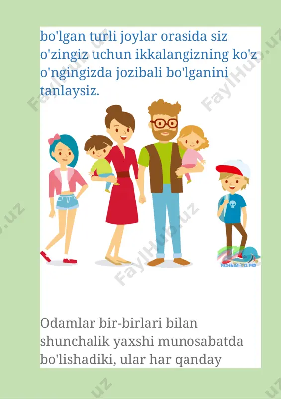 ohda er va xotinning rollari o'rtasidagi farq . /docprops/thumbnail.emf andijon davlat pedagogika instituti tasviriy san’at va muhandislik grafikasi 103-guruh talabasi mehmonov salohiddinning umumiy psixologiya fanidan tayyorlagan mustaqil ishi mavzu; oila pisixalogiyasi reja: 1. oilaviy hayotning asosiy maqsadi 2. oilaning asosiy funktsiyalari. 3. nikohda er va xotinning rollari o'rtasidagi farq.