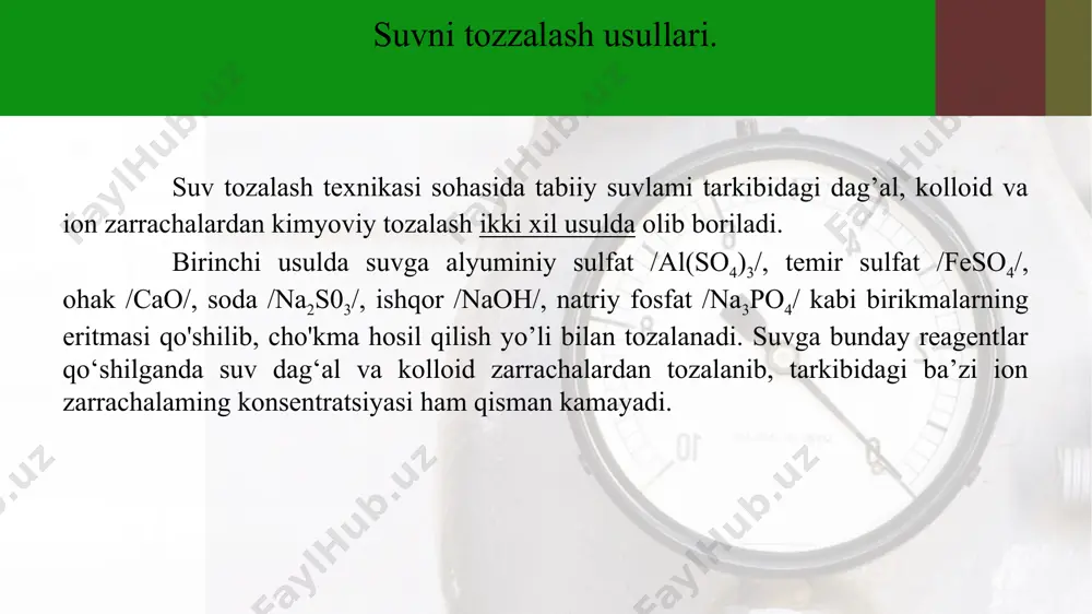suvni oldindan tozalash qurulmalari hisobi - Page 3