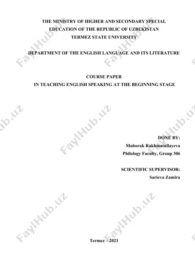 course paper on teaching english speaking at the beginning stage — DOC