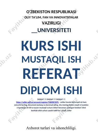 axborot tizimlari va ularning tashkil etilishi — DOCX