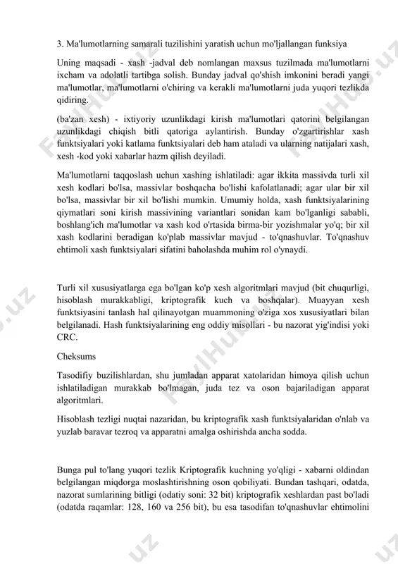 'lish va ularni yig'ish, masalan, tcp / ip da ishlatiladi. odatda, bunday algoritm ma'lum bir uzunlikdagi ketma -ket ketma -ket xato bitlari kabi odatiy apparat xatolarini kuzatish uchun talab qilinadi. algoritmlar oilasi. "tsiklik zaxira kodlari" bu talablarga javob beradi. bularga, masalan, ethernet apparatida ishlatiladigan crc32 va siqilgan zip fayl formati kiradi. image1.png