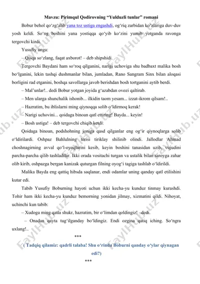 “yulduzli tunlar” roman by pirimqul qodirov — DOCX