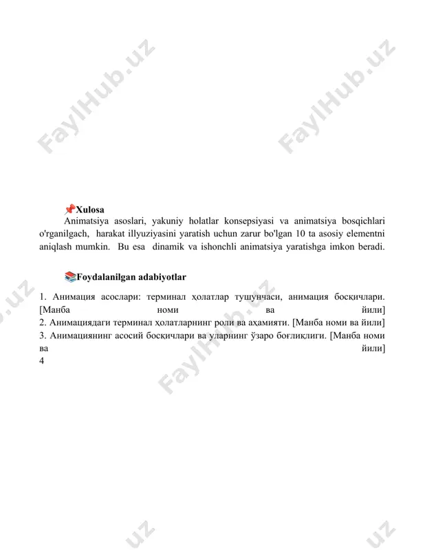 animatsiya asoslari va terminal holatlar tushunchasi - Page 5