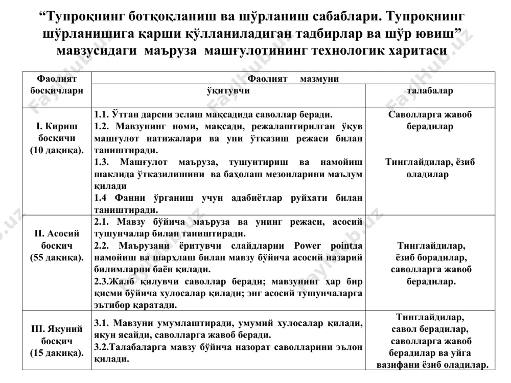 хам сабаб бўлади. тупроқнинг табиий жараёнлар натижасида шўрланишига бирламчи шўрланиш деб айтилади. шўр майдонлар суғориш-хўжалик омиллари. тупроқ фаол қатламини сунъий намлантириш (суғориш), кўпинча, суғориш сувларининг фаол қатламдан пастга сизиб ўтишига сабаб бўлади. бундан ташқари, суғориш тармоқларида ҳам сувларнинг исроф бўлиш ҳоллари кузатилади. бу сувлар сизот сувларига бориб қўшилиб, аксарият, кам табиий зовурланган ва сизот сув оқими ёмон суғориш майдонларида сизот сувлар сатҳининг кўтарилишига олиб келади. шўр сизот сувларининг кўтарилиши тупроқларнинг ботқоқланишига ва иккиламчи шўрланишига олиб келади. ii. сунъий омиллар: тупроқнинг сунъий жараёнлар натижасида шўрланишига иккиламчи шўрланиш деб айтилади. тупроқ шўрланган бўлса, уруғларнинг нам тортиши жуда секинлашади. уруғ яхши униб чиқиши учун намлик зарур бўлган даражагача кўтарила олмайди. шу сабабли уруғнинг униб чиқиши анча секинлашади ёки бутунлай униб чиқмайди. тупроқнинг шўрланиш даражасининг ортиши билан тупроқ эритмасининг осмотик босими ўсимликнинг сўриш кучидан ортиб кетади. шу сабабли ўсимликларнинг сув ичиши қийинлашади. тупроқнинг физиологик қуруқлиги деб аталадиган шароит вужудга келади. бунда тупроқда намлик бўлишига …