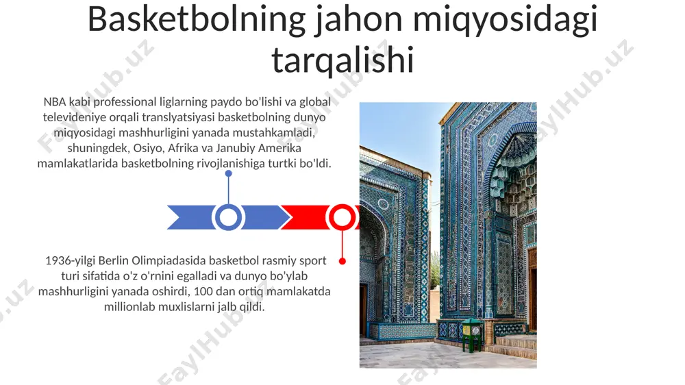 i unvonini qoʻlga kiritgan va osiyo klublar chempionatida muvaffaqiyatli ishtirok etgan. oʻzbekiston ayollar basketbol terma jamoasi 2010-yillarda markaziy osiyo chempionatida ikki marta gʻolib boʻlib, mintaqadagi kuchli raqiblarini ortda qoldirgan. oʻzbekiston basketboli yutuqlari va muvaffaqiyatlari oʻzbekiston milliy basketbol terma jamoasi terma jamoa tarkibida toshkent, samarqand va andijon kabi shaharlardan kelgan 12 ga yaqin professional va istiqbolli yosh oʻyinchilar bor. jamoaning murabbiylar shtabi xorijiy mutaxassislar bilan hamkorlikda 5 yillik strategiyani ishlab chiqib, 2028 yilgi osiyo o'yinlarida yuqori natijalarga erishishni maqsad qilgan. jahon basketbolidagi yetakchi davlatlar xitoy 2008 yilgi olimpiadada erkaklar basketboli bo'yicha o'z maydonida o'ynab, 8-o'rinni egalladi, bu osiyo basketboli uchun muhim yutuq bo'ldi. ispaniya va argentina kabi yevropa va janubiy amerika davlatlari fiba jahon chempionatlarida muntazam ravishda kuchli raqobatdosh sifatida ishtirok etib, o'zlarining yuksak mahoratini namoyon etmoqdalar. basketbolning zamonaviy tendentsiyalari jahon boʻyicha 2023-yilda basketbol ligasi tomoshabinlar soni 15% ga oʻsdi, bu esa nba va evroliganing global ommalashuvini koʻrsatadi. oʻzbekistonda 3x3 basketboli …