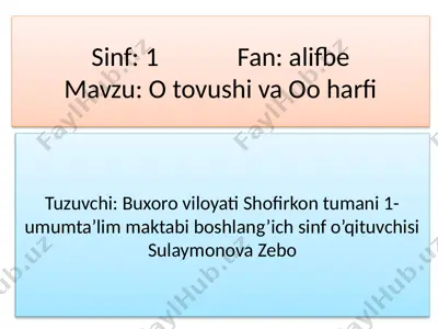 o tovushi va oo harfi — PPTX