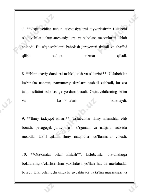 maktabgacha ta'lim tashkilotlarida darslar odatda o'yin, qo'shiq, badiiy ijod va boshqa faoliyat shakllarida olib boriladi. ushbu faoliyatlar bolalarning har tomonlama rivojlanishini ta'minlashga qaratilgan bo'lib, ularni fizika, ijtimoiy, emotsional, va aqliy jihatdan rivojlantirishi lozim. maktabgacha ta'lim tashkilotlarida dars rejalashtirish uchun quyidagi asosiy yo'nalishlarga e'tibor qaratiladi: 1. **o'quv dasturlari**: o'quv dasturlari bolalarning yosh va rivojlanish bosqichlariga mos ravishda ishlab chiqilishi zarur. maktabgacha ta'lim dasturi o'z ichiga o'yin, qo'shiqlar, ertaklar va san'atning turli shakllarini qamrab oladi. o'quv dasturlarida til, matematika, fanga oid boshlang'ich tushunchalar ham beriladi. 2. **kunlik jadval**: maktabgacha ta'lim muassasalarida kunlik jadval bolalarning kundalik tartibini tashkil etadi. bu tartib odatda 8:00 dan boshlanib, 12:00 yoki 15:00 gacha davom etadi. kunlik jadval ertalabki salomlashuv va tanlov faoliyatlari bilan boshlanadi. keyin esa turli mavzular bo'yicha mashg'ulotlar o'tkaziladi. 3. **dars muddatlari va davomiyligi**: dars vaqtlarini belgilashda bolalarning e'tibor va qobiliyatlarini hisobga olish muhimdir. bolalar uchun mashg'ulotlar vaqti odatda 15-30 daqiqa davom etadi. yosh toifasiga …