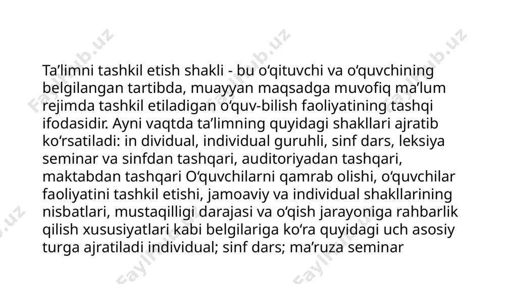 ta'limni tashkil etish shakllari va tur'lari - Page 4