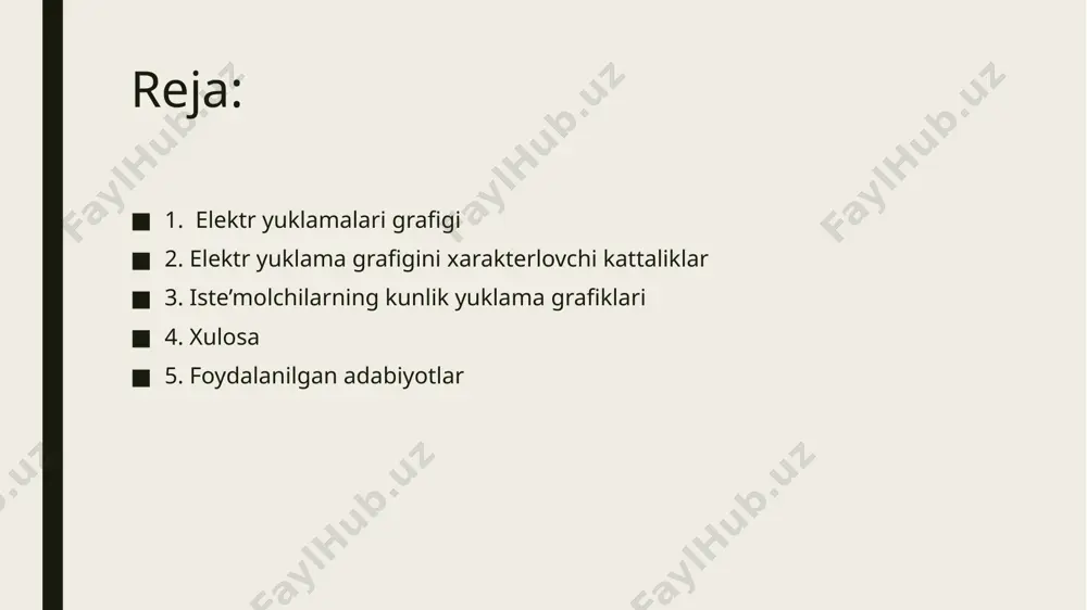 hu qiymatdan foizda beriladi. amalda aktiv quvvat grafiklaridan tashqari reaktiv quvvat grafiklari ham ishlatiladi. reaktiv quvvat bo'yicha iste'molchilarning na’munaviy grafiklari ham absolyut maksimumdan foizda ordinata pog’onalariga ega. yuqorida keltiriigan maksimal yuklamaning qiymati yil bo'yicha eng katta yuklama hisoblanadi va odatda bu yuklama yilning qishki davriga to ‘g'ri keladi. grafikni qurish uchun. p dan tashqari, loyihalash paytida na’munaviy grafiklar asosida aniqlanadigan iste’molchilar yuklamasini vaqt bo'yicha o'zgarish xarakterini bilish kerak. yuklamaning na'munaviy grafigi shunga o ‘xshash amaldagi iste'molchilarni tadqiqot qilish natijalari asosida quriladi iste'molchining aktiv quvvat bo‘yicha sutkalik elektr yuklama grafigi: a-na’munaviy; b - nomli biriikda. har xil rejimlarda ishlovchi elektr iste’molchilarning yuklamalar grafigi. maksimumlik koeffitsiyenti maksimum koeffitsiyenti deb hisobiy aktiv quvvatning koʻrilayotgan vaqt mobaynidagi oʻrta yuklamaga nisbatiga aytiladi. bu koeffitsiyentning qiymati katta yuklamali smena uchun aniqlanadi va guruh iste’molchilariga tegishli bo’ladi. agar maksimal quvvat deganda hisobiy quvvatni qabul qilinilishini e’tiborga olinadigan boʻlsa, demak, maksimum koeffitsiyenti grafikdan aniqlanadigan ikki eng asosiy miqdorlar …