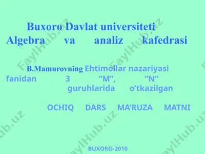 ehtimollar nazariyasining aksiomalari — PPTX