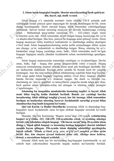 islom inson huquqlari — DOC