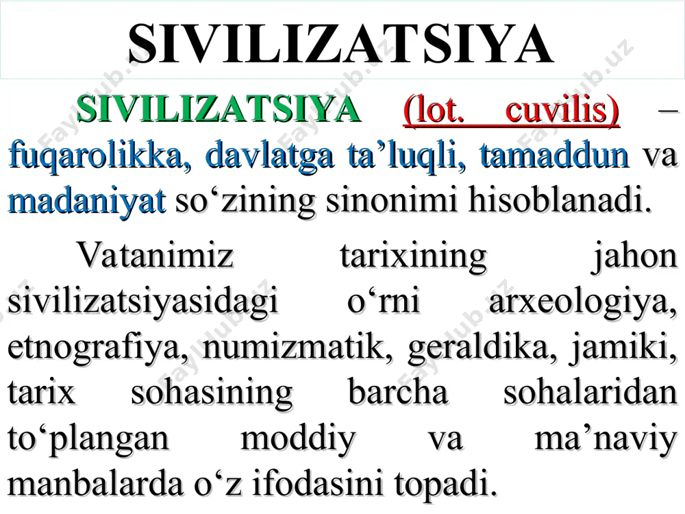 i, tojikistonning janubi so’g’diyona davlati hududi : zarafshonning quyi oqimi va qashqadaryo vodiysi aleksandr makedonskiy (356-323) mil. avv. 334-330 yillarda makedoniya-lik iskandar ahmoniylar davlatini tor-mor keltiradi va miloddan avvalgi 329- yildan boshlab markaziy osiyoga yurish boshlaydi. salavkiylar davlati mil.avv. 312 yilga kelib, aleksandr makedonskiyning lashkarboshilaridan biri salavka salavkiylar davlatiga asos soladi. bu davlat tarkibiga parfiya, mesopotamiya, eron, baqtriya, so’g’diyona kirgan. eftaliylar mamlakati turk xoqonligi amir temur (1336-1405) amir temur kesh shahri yaqinida xo’jailg’or qishlog’ida 1336-yil 9-aprel kuni tavallud topgan. uning to’liq ismi: amir temur ko’ragoniy ibn amir tarag’ay ibn amir burkul. yevropada tamerlan tahallusi bilan mashhurdir. sohibqiron amir temurning bayrog’i va muhridagi belgi amir temur davlati bayrog’i qurol-aslahalari mustaqillik yillarida