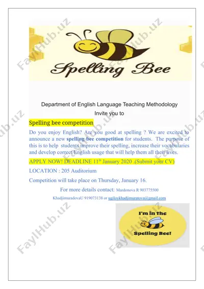 spelling bee competition — DOCX