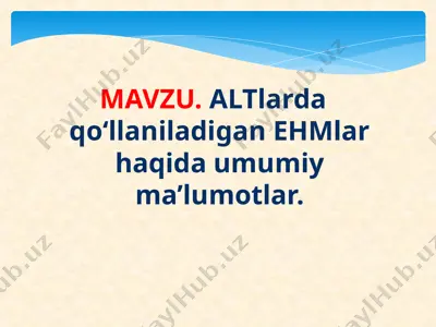 elektronik hisob mashinalari (ehmlar) — PPT