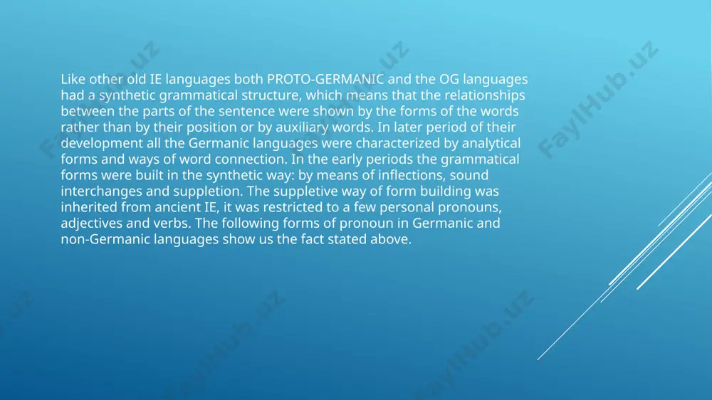 egree of inflection is considerably less than in old german, or in icelandic today. the three genders have collapsed in the plural, which now behaves, grammatically, somewhat as a fourth gender. with four cases and three genders plus plural there are 16 distinct possible combinations of case and gender/number, but presently there are only six forms of the definite article used for the 16 possibilities. inflection for case on the noun itself is required in the singular for strong masculine and neuter nouns in the genitive and sometimes in the dative. this dative ending is considered somewhat old-fashioned in many contexts and often dropped, but it is still used in sayings and in formal speech or written language. weak masculine nouns share a common case ending for genitive, dative and accusative in the singular. feminines are not declined in the singular. the plural does have an inflection for the dative. …