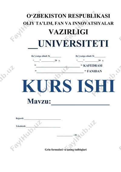 grin formulasi va uning tadbiqlari — DOCX