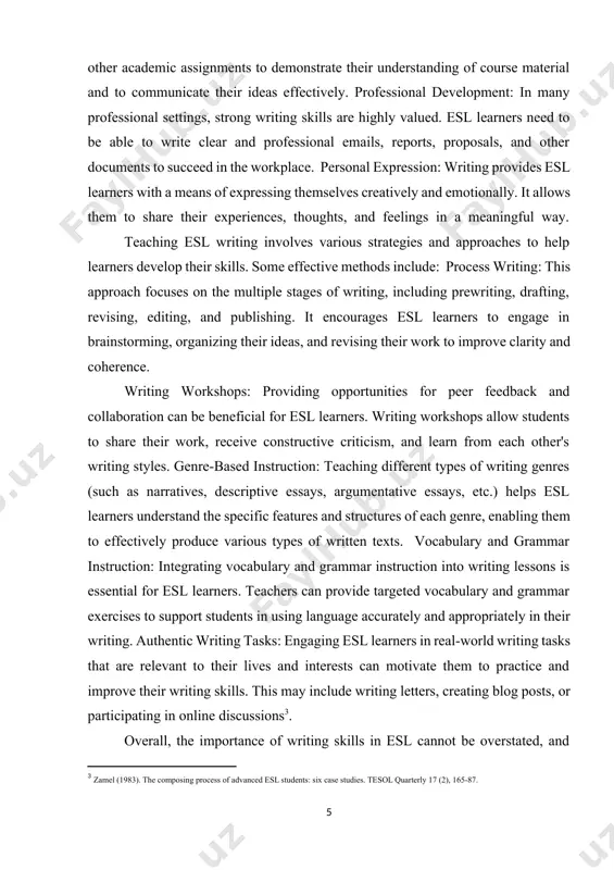 ity of writing…it incorporates a large number of skills: grammar, handwriting and spelling..”. according to dixon , some language scholars believe that students who face great difficulties with writing are those with learning disabilities and emotional and/or behavioural problems. steinberg views writing systems as “…systems of visual symbols which provide means for writing words”. these words would convey meaning and limited vocabulary would affect the message which the writer tries to convey. in the final stage, editing is done as to ensure that the essay would be prefect or better. these are the four-stage process that needs to be informed to the students in order to make them aware of the processes involved in writing. writing is an important skill that is used throughout a person’s life for academic, professional, and personal purposes. if you are a proficient writer, much of the process is automatic and requires little conscious effort. …