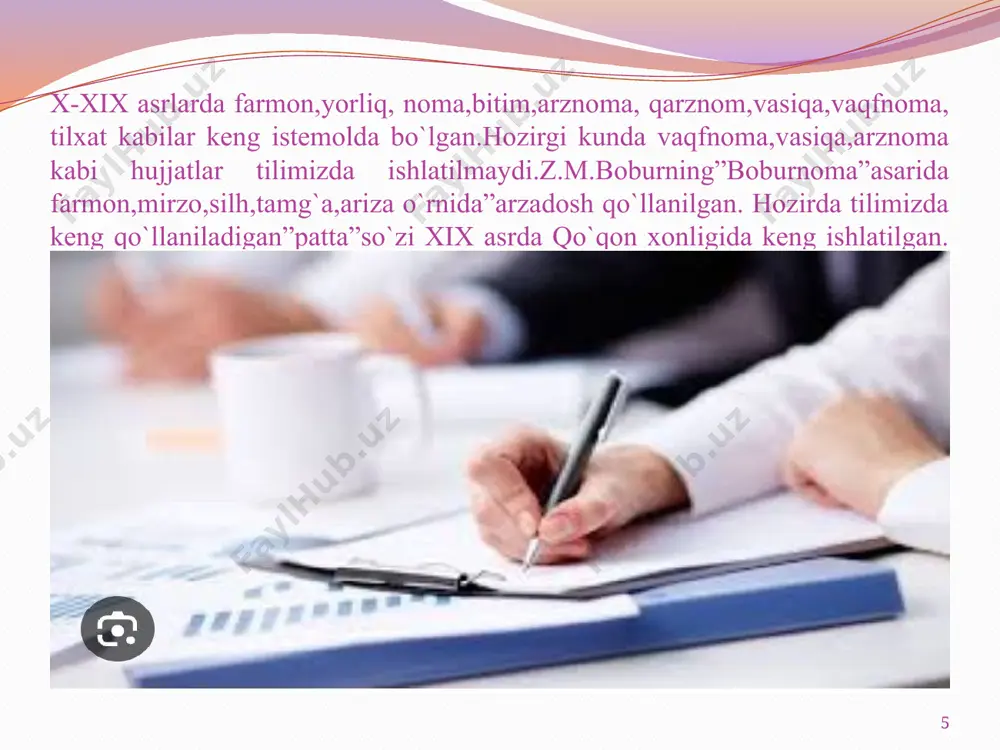 davlat tilida ishyuritish fanidan taqdimot - Page 5