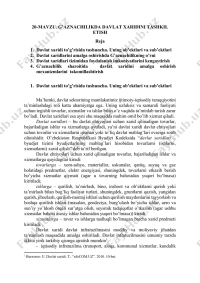 g’aznachilikda davlat xaridini tashkil etish — DOCX