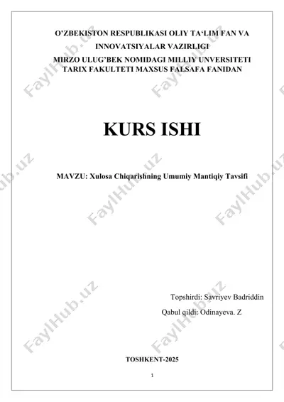 xulosa chiqarishning umumiy mantiqiy tavsifi — DOCX