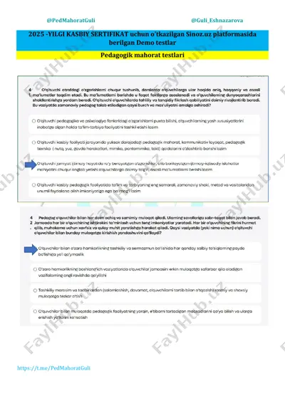 pedagogik mahorat testlari — PDF