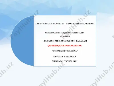 havoning haroratining yillararo o‘zgarishi — PPTX