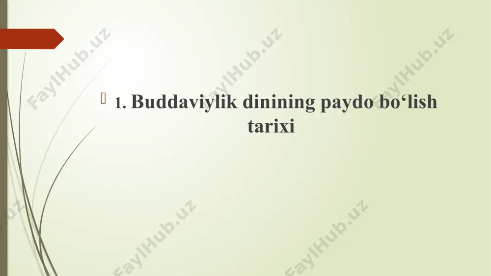 im o‘rin egallaydi. budda ta’limotiga ko‘ra, olam uch bosqichli bo‘lib, uning birinchisi – eng yuqori mutlaq osoyishtalik hukm suradigan “nirvana” (sanskritcha – so‘lish, o‘chish) olamidir. unda inson barcha tashvishlardan xalos bo‘ladi, hech bir istak–xohish, ehtiroslarga o‘rin qolmaydi. “nirvana”da ruh – “sansara” (sanskritcha – kezish, ko‘chib yurish, o‘zgarish) kishanlaridan to‘la ozod bo‘lib, oliy maqomga erishadi. buddaning shogirdlari yer yuzida birinchi rohiblar, keyinchalik rohibalar jamoasi – “sangha”ni (bungacha ayollar ibodatxonaga jalb etilmagan) tashkil etdilar. imperator ashoka davrida “txeri–gatxa” (sanskritcha – “rohibalar qo‘shig‘i”) nomli tartib–qoidalar va axloqiy me’yorlar kitobi yozilishi esa bu jarayonni yanada mustahkamladi. umuminsoniy g‘oyalarning targ‘ib etilishi hamda har bir millatning budda ta’limotini o‘z tilida o‘qib–o‘rganishi mumkinligi buddaviylikning turli hududlarga tarqalishiga zamin yaratgan. milodning birinchi asrlarida buddaviylik butunlay boshqacha tus oladi. budda ilohiylashtirilib, xudo darajasiga ko‘tariladi va unga sig‘iniladi. budda bilim orqali azob–uqubatlardan qutulish mumkinligini uqtirgan. buddaviy donishmandlar fikricha, har bir inson juda ko‘p ezgu va yaxshi ishlar qilish orqali buddaga …